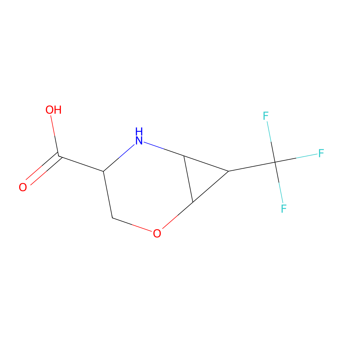 (1S,4S,6R)-7-(Trifluoromethyl)-2-oxa-5-azabicyclo[4.1.0]heptane-4-carboxylic acid molecular structure, CAS 1290672-18-2