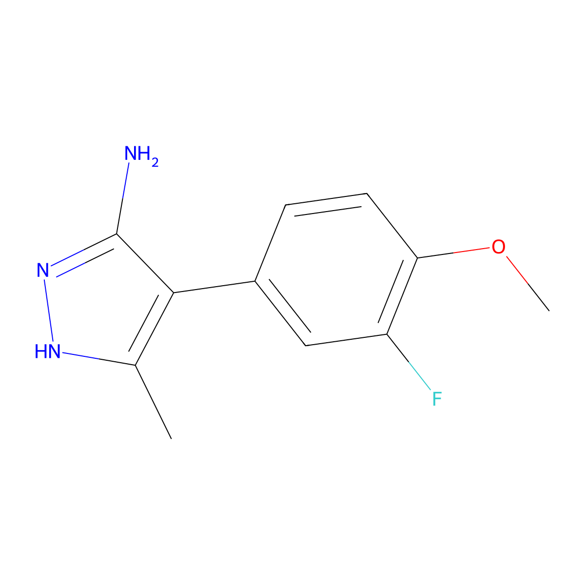 4-(3-fluoro-4-methoxyphenyl)-5-methyl-1H-pyrazol-3-amine molecular structure, CAS 1290674-65-5