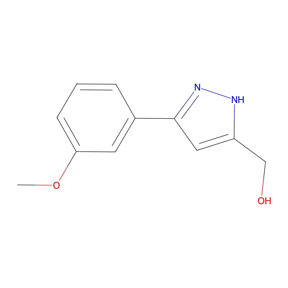 (3-(3-methoxyphenyl)-1H-pyrazol-5-yl)methanol molecular structure, CAS 1290681-80-9