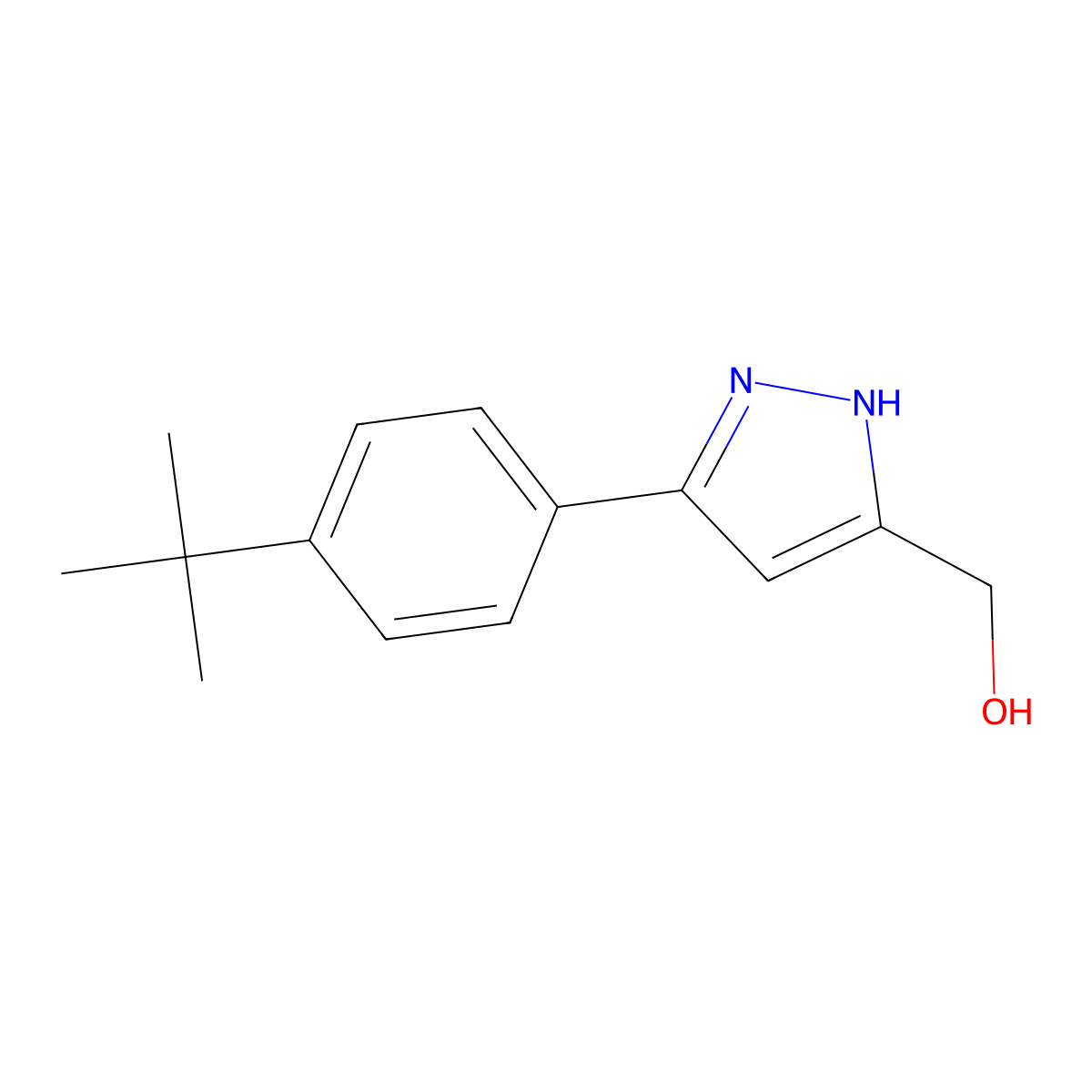 [5-(4-tert-butylphenyl)-1H-pyrazol-3-yl]methanol molecular structure, CAS 1290682-52-8