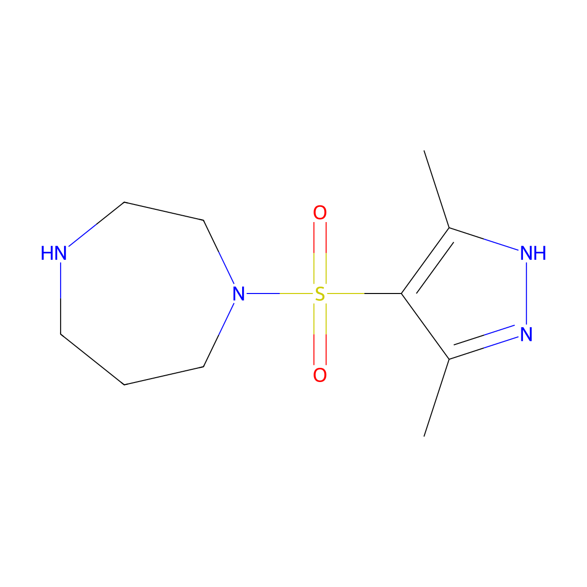 1-((3,5-Dimethyl-1H-pyrazol-4-yl)sulfonyl)-1,4-diazepane molecular structure, CAS 1290685-09-4