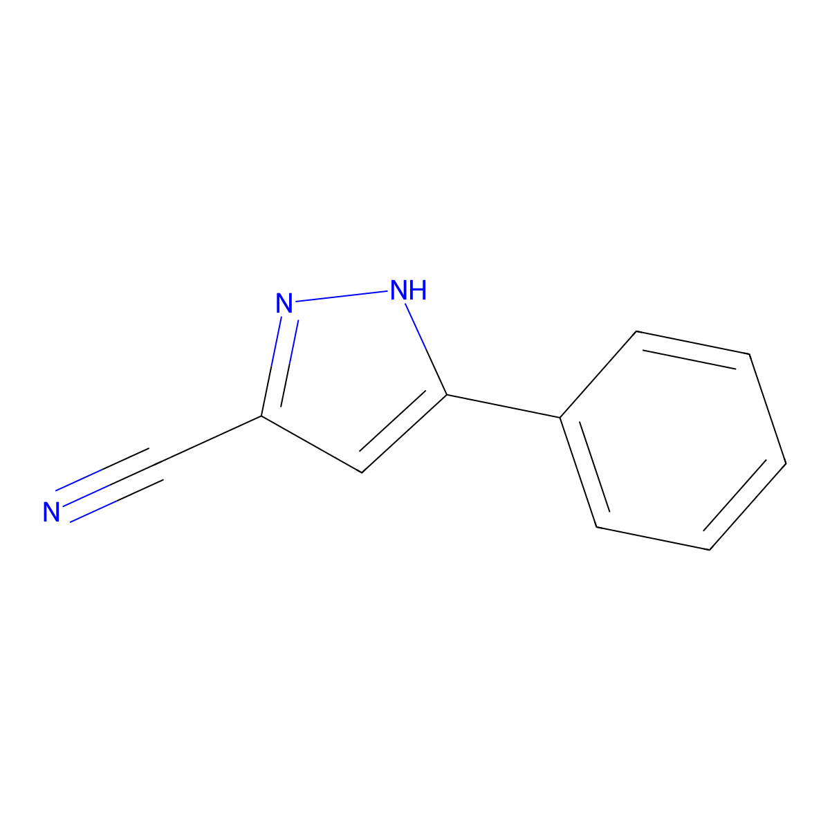 5-phenyl-1H-pyrazole-3-carbonitrile molecular structure, CAS 1290685-13-0