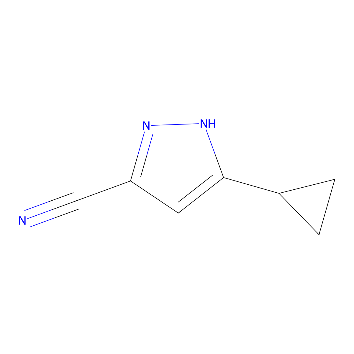 5-cyclopropyl-1H-pyrazole-3-carbonitrile molecular structure, CAS 1290696-95-5