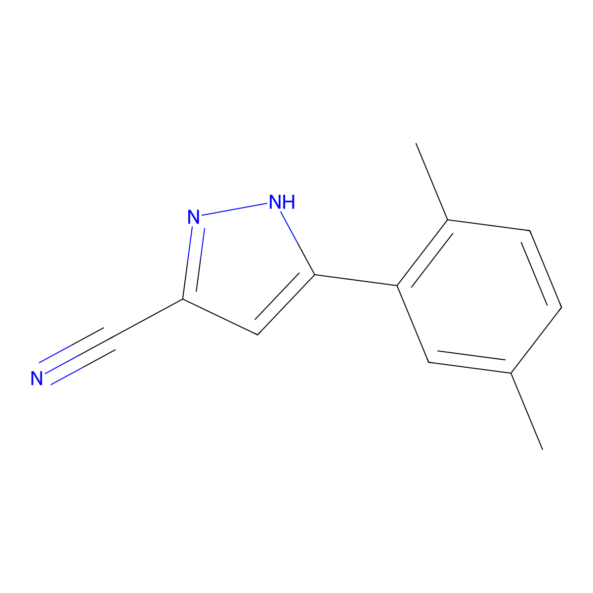 5-(2,5-dimethylphenyl)-1H-pyrazole-3-carbonitrile molecular structure, CAS 1290697-37-8