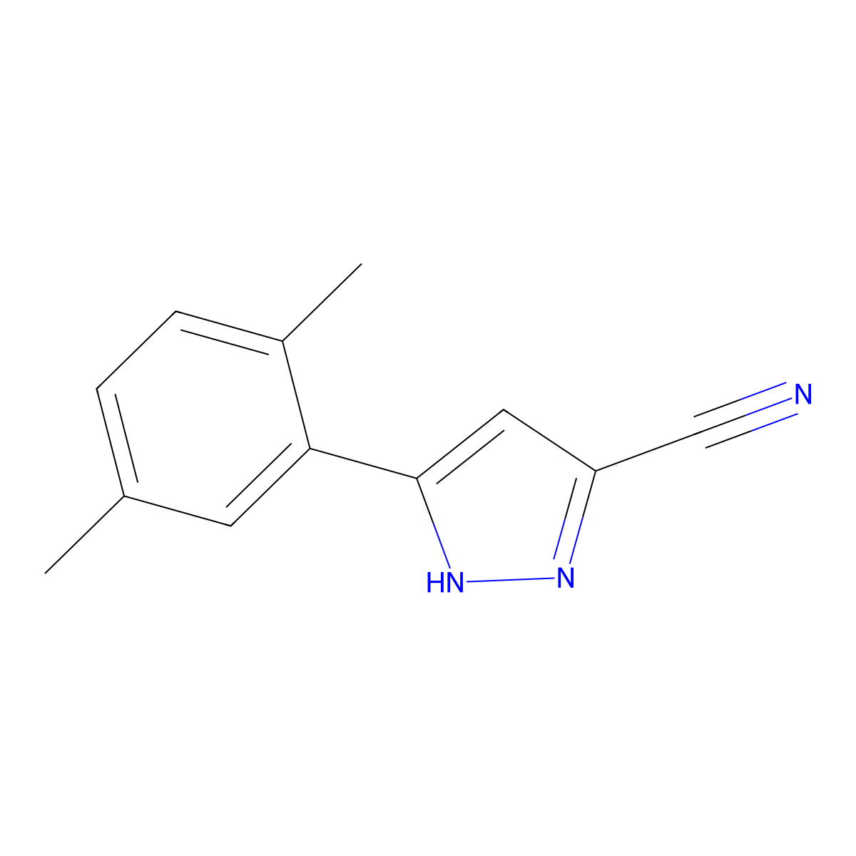 5-(2,5-dimethylphenyl)-1H-pyrazole-3-carbonitrile molecular structure, CAS 1290697-37-8