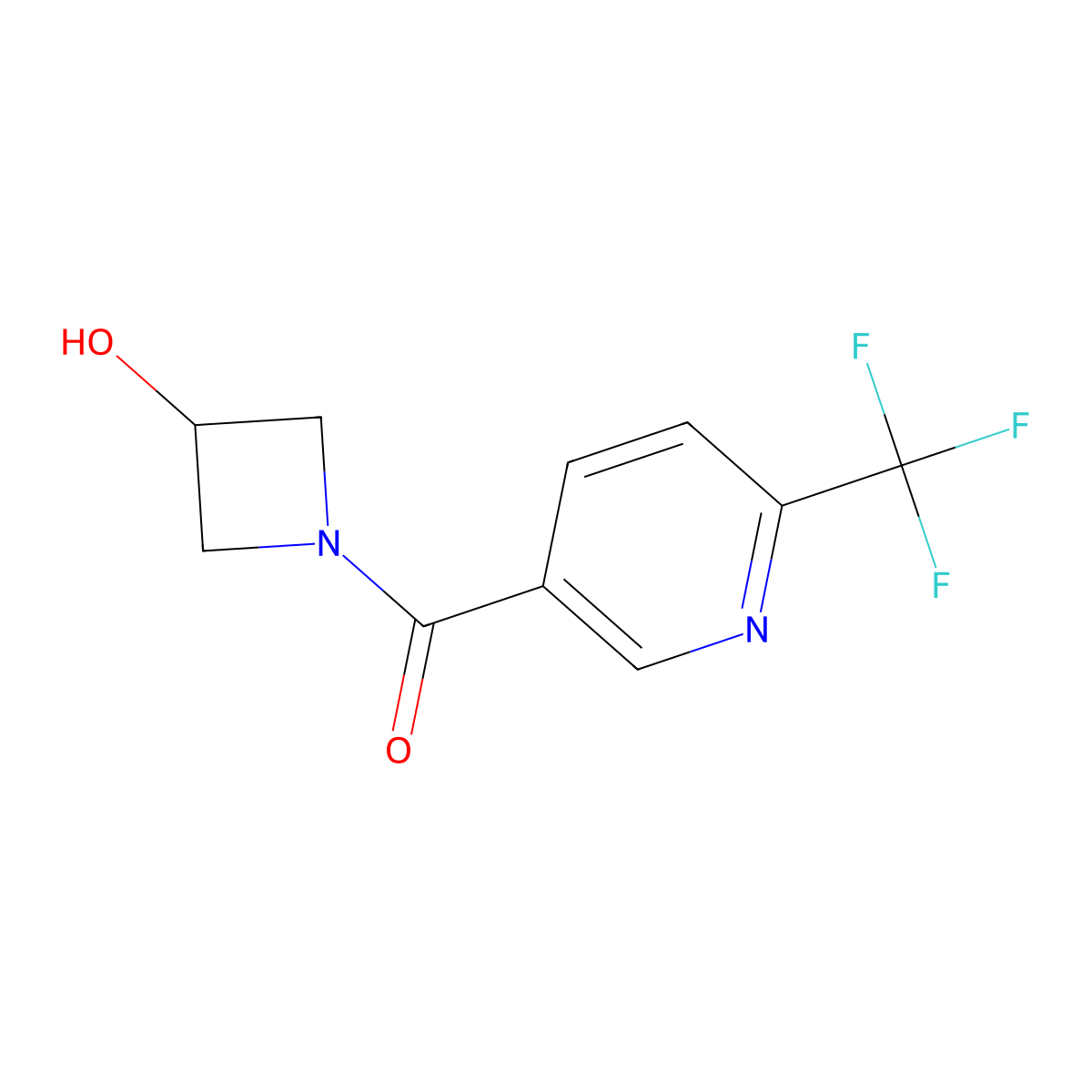 (3-Hydroxyazetidin-1-yl)(6-(trifluoromethyl)pyridin-3-yl)methanone molecular structure, CAS 1290719-65-1