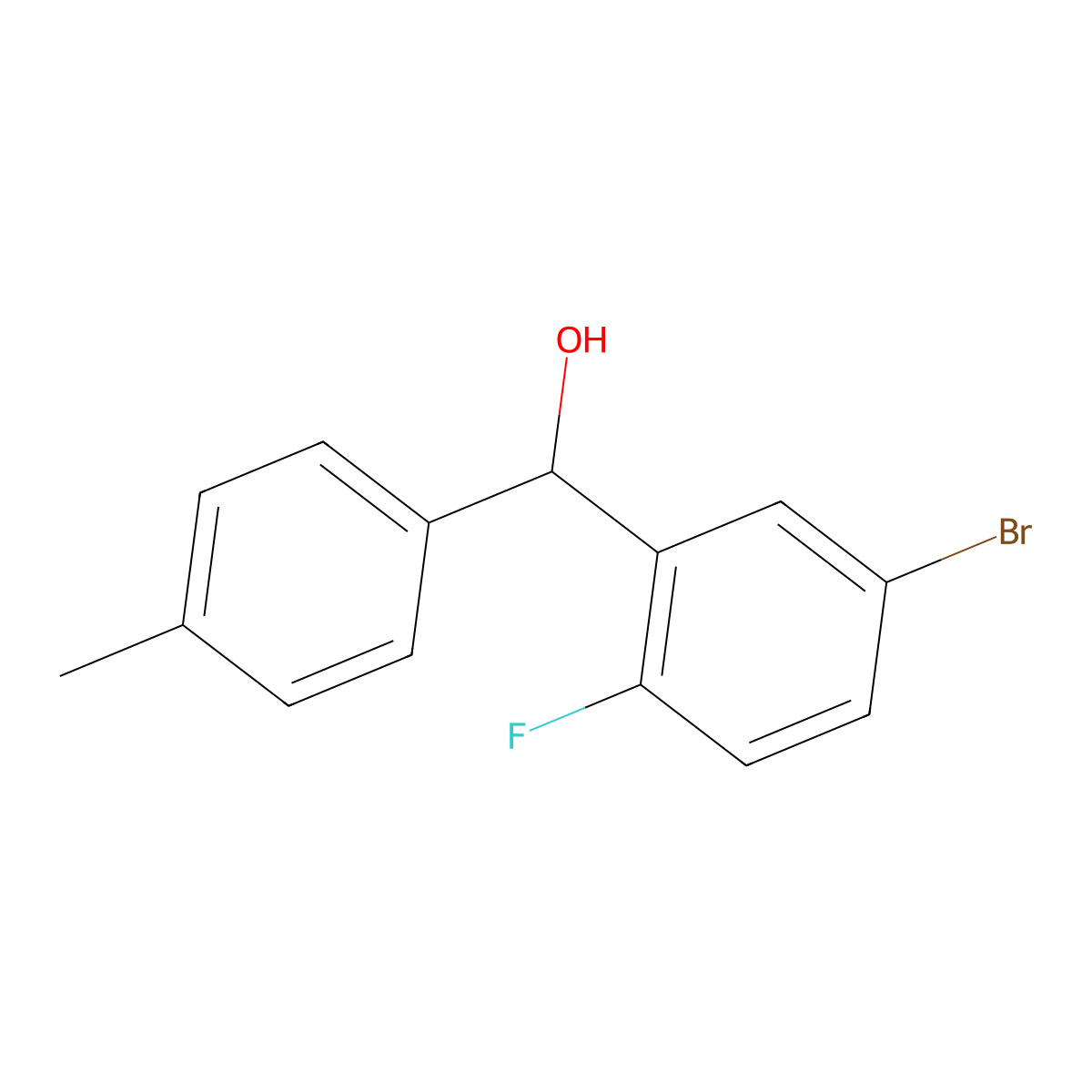 (5-Bromo-2-fluorophenyl)(p-tolyl)methanol molecular structure, CAS 1290728-84-5