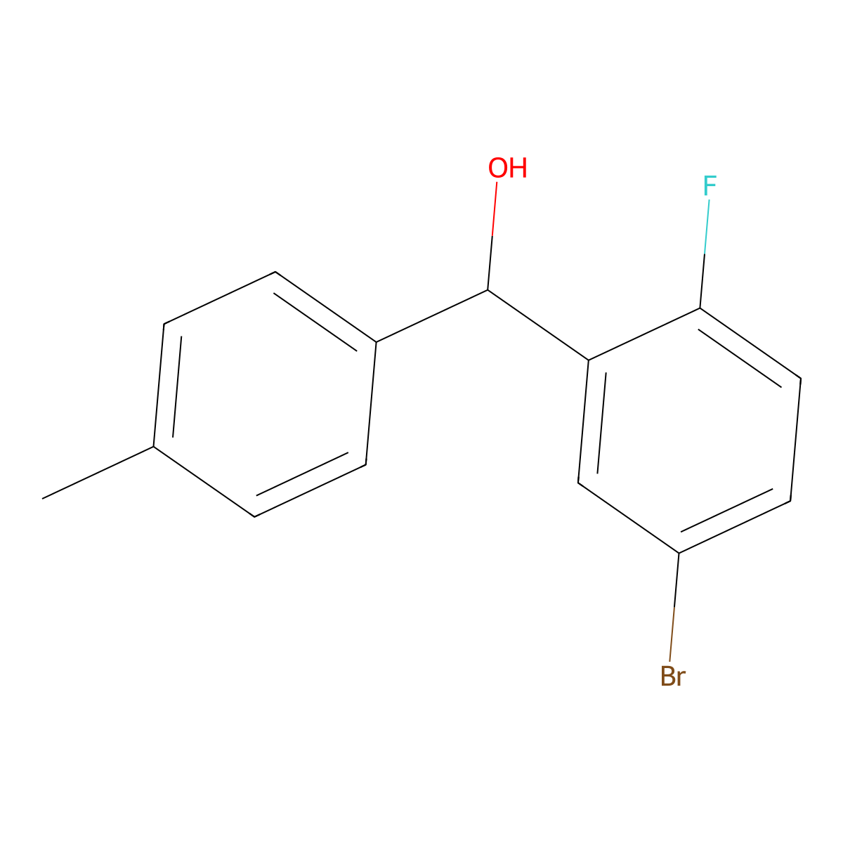 (5-Bromo-2-fluorophenyl)(p-tolyl)methanol molecular structure, CAS 1290728-84-5