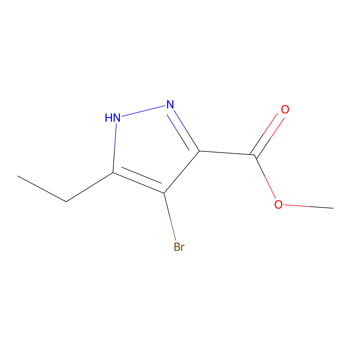 Methyl 4-bromo-3-ethyl-1H-pyrazole-5-carboxylate molecular structure, CAS 1290737-82-4