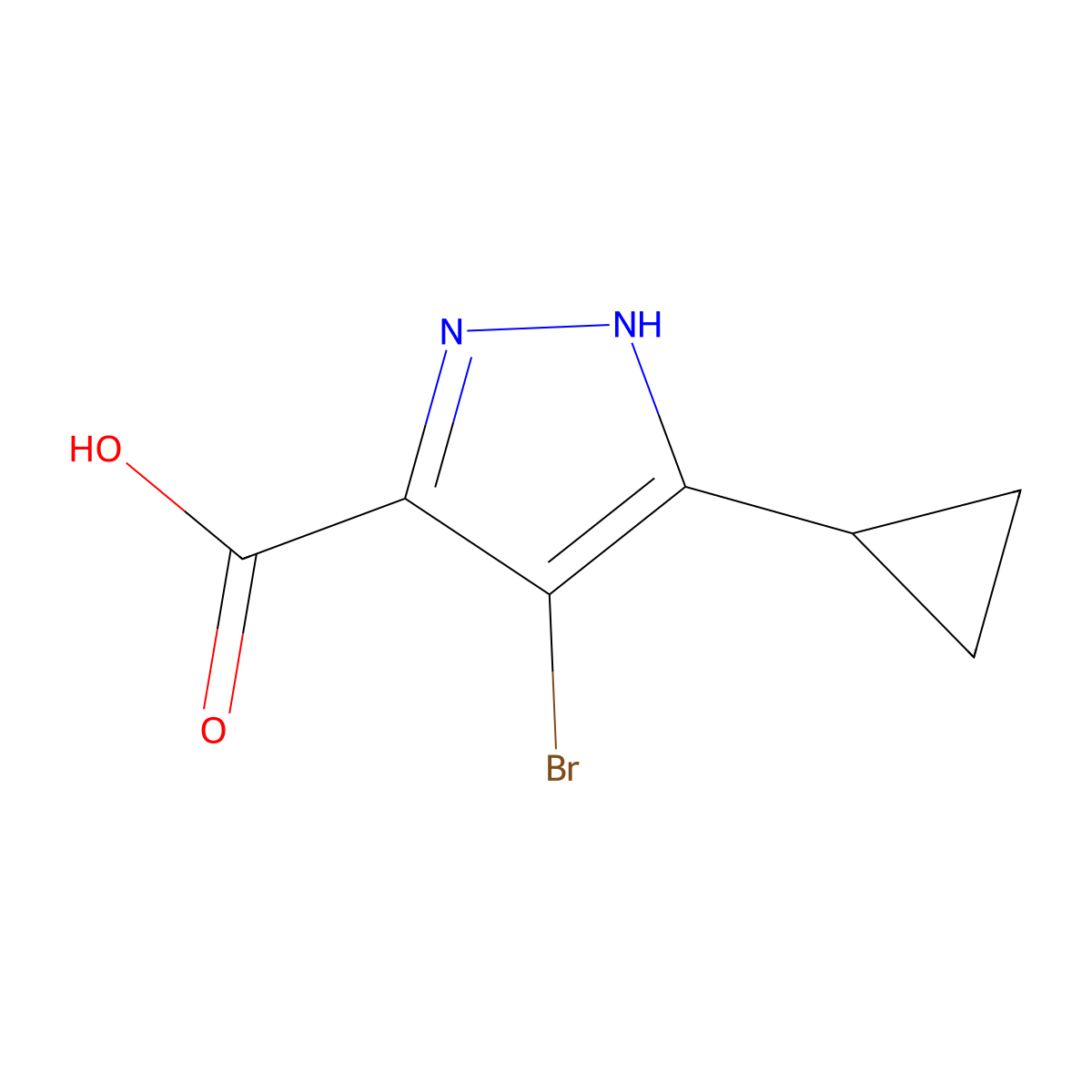 4-bromo-3-cyclopropyl-1H-pyrazole-5-carboxylic acid molecular structure, CAS 1290764-98-5