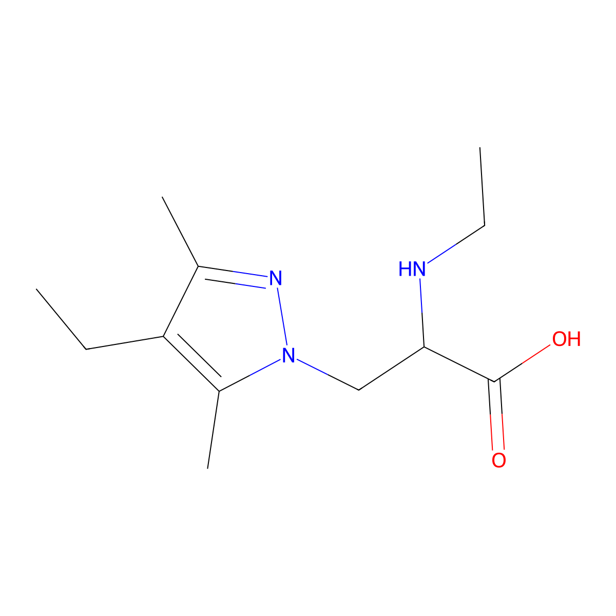 3-(4-Ethyl-3,5-dimethyl-1H-pyrazol-1-yl)-2-(ethylamino)propanoic acid molecular structure, CAS 1290774-82-1