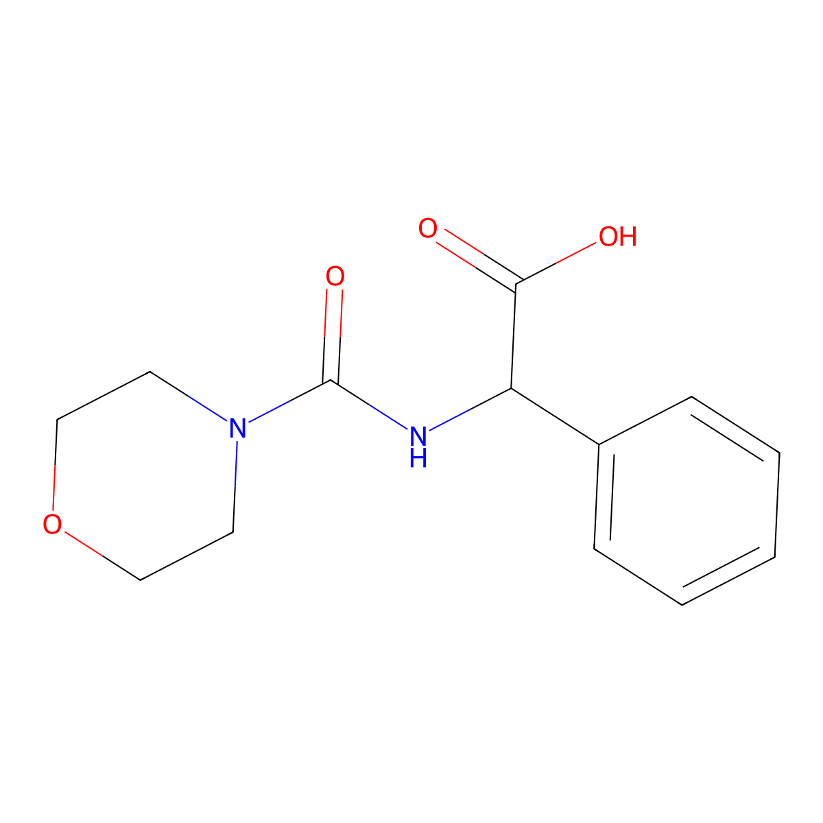 [(Morpholin-4-ylcarbonyl)amino](phenyl)acetic acid molecular structure, CAS 1290785-45-3