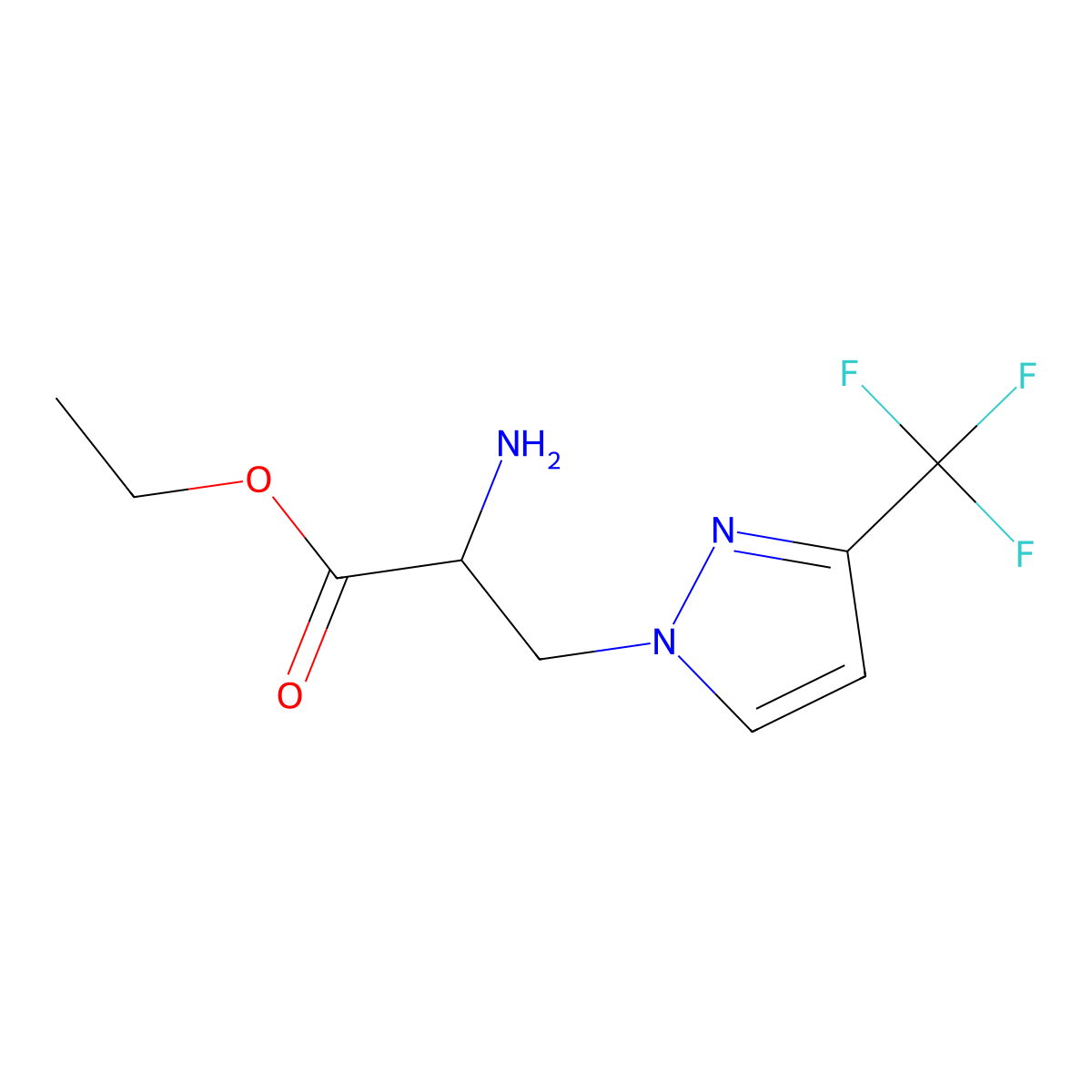 ethyl 2-amino-3-[3-(trifluoromethyl)-1H-pyrazol-1-yl]propanoate molecular structure, CAS 1290793-59-7