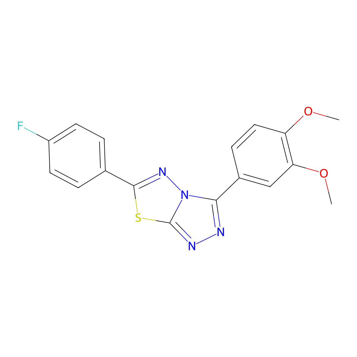 3-(3,4-Dimethoxyphenyl)-6-(4-fluorophenyl)[1,2,4]triazolo[3,4-b][1,3,4]thiadiazole molecular structure, CAS 129081-86-3