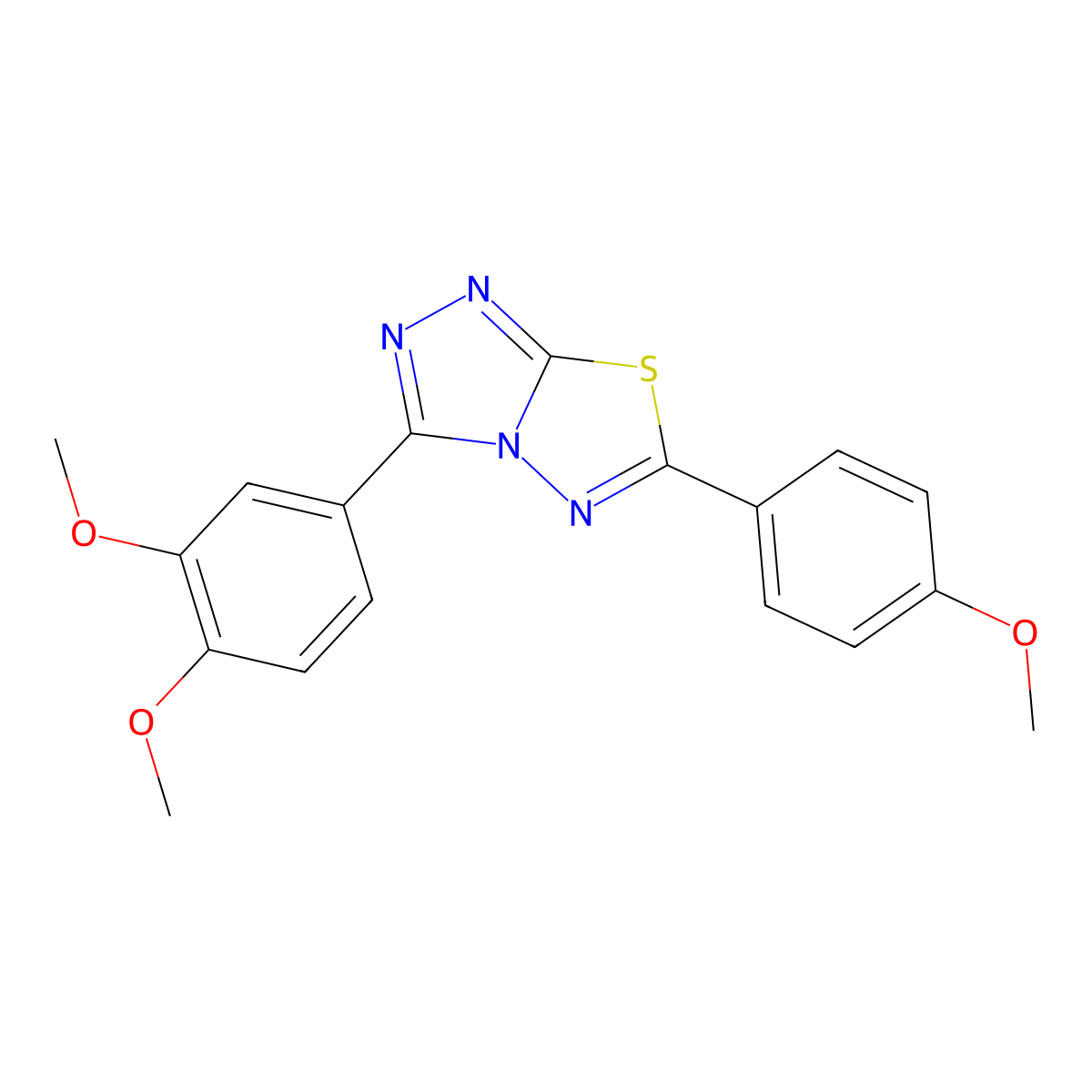 3-(3,4-Dimethoxyphenyl)-6-(4-methoxyphenyl)[1,2,4]triazolo[3,4-b][1,3,4]thiadiazole molecular structure, CAS 129081-87-4