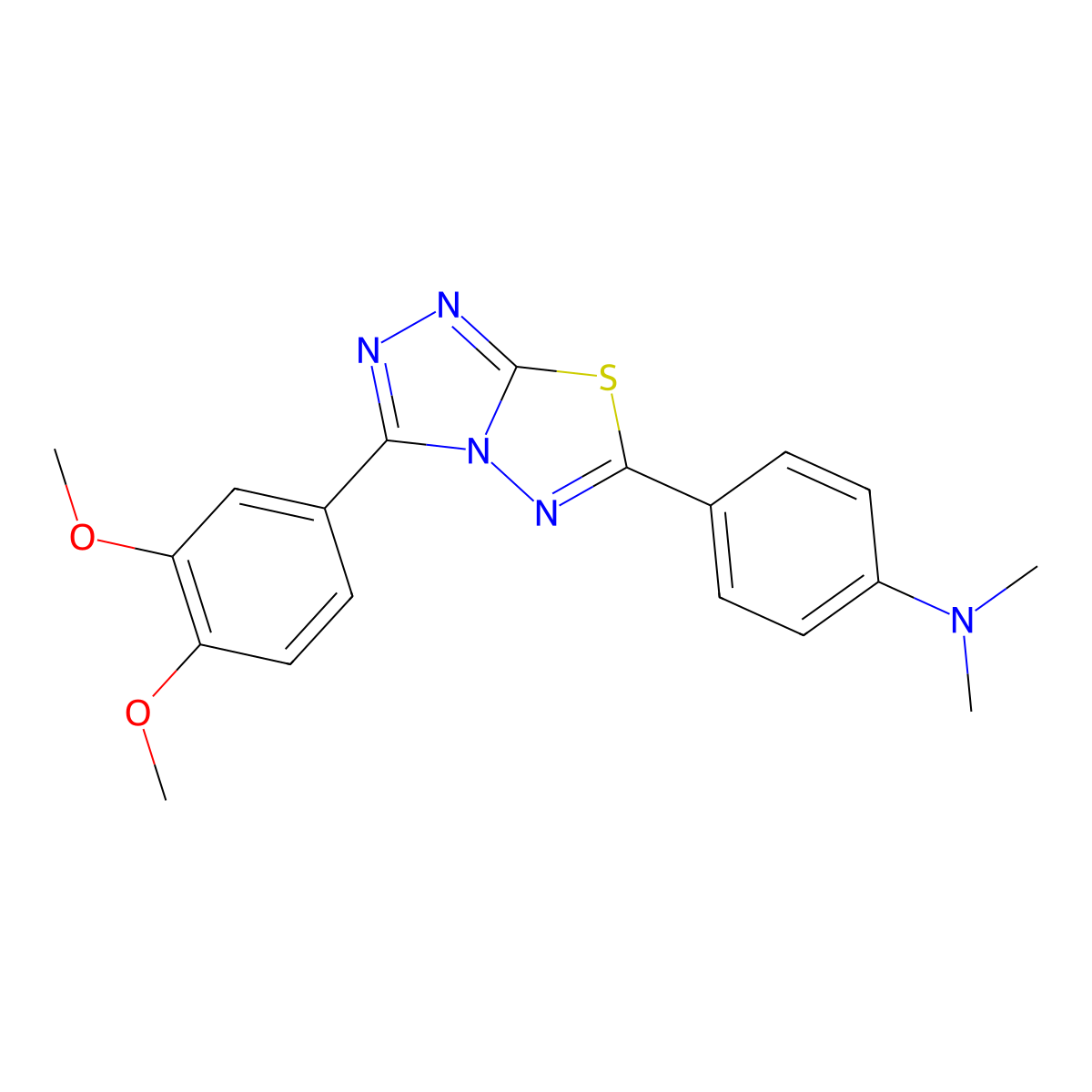 4-[3-(3,4-dimethoxyphenyl)[1,2,4]triazolo[3,4-b][1,3,4]thiadiazol-6-yl]-N,N-dimethylaniline molecular structure, CAS 129081-88-5