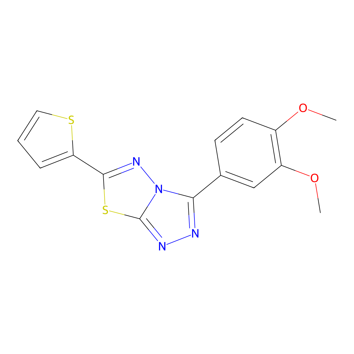3-(3,4-Dimethoxyphenyl)-6-(thiophen-2-yl)-[1,2,4]triazolo[3,4-b][1,3,4]thiadiazole molecular structure, CAS 129081-89-6