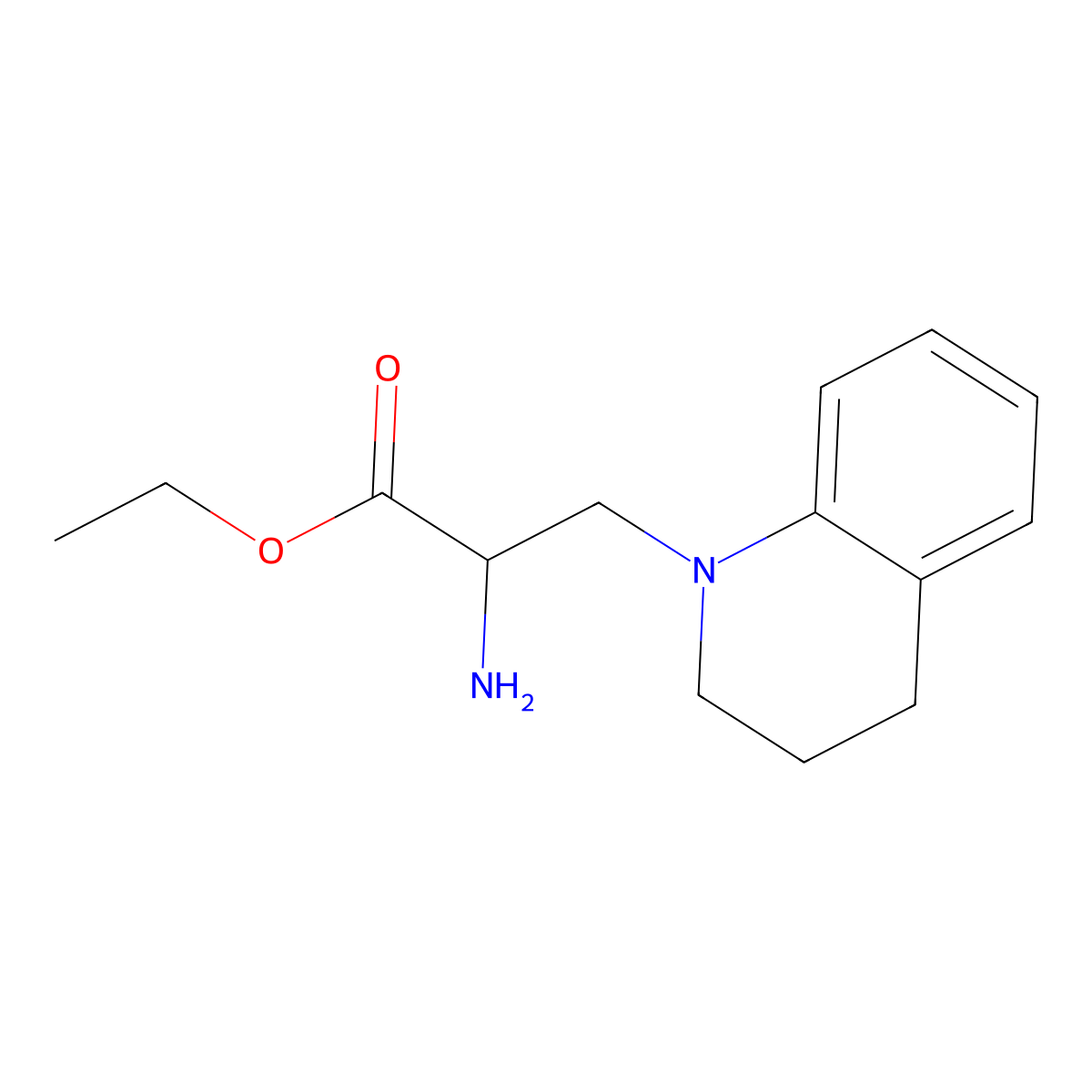 Ethyl 2-amino-3-(1,2,3,4-tetrahydroquinolin-1-yl)propanoate molecular structure, CAS 1290810-11-5