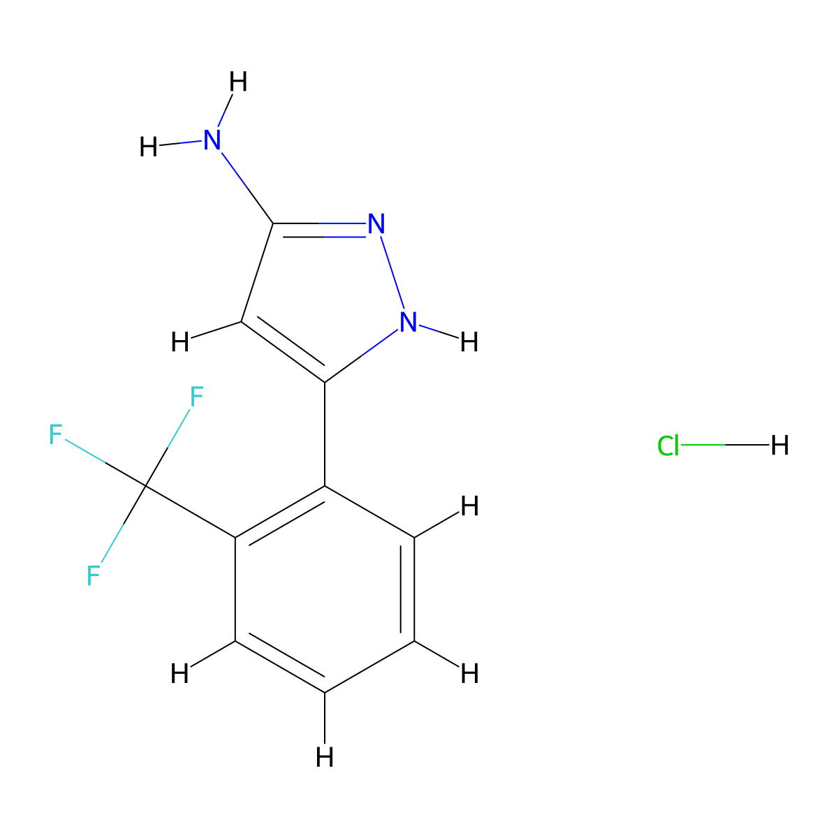 5-(2-(trifluoromethyl)phenyl)-1H-pyrazol-3-amine hydrochloride molecular structure, CAS 1290901-36-8