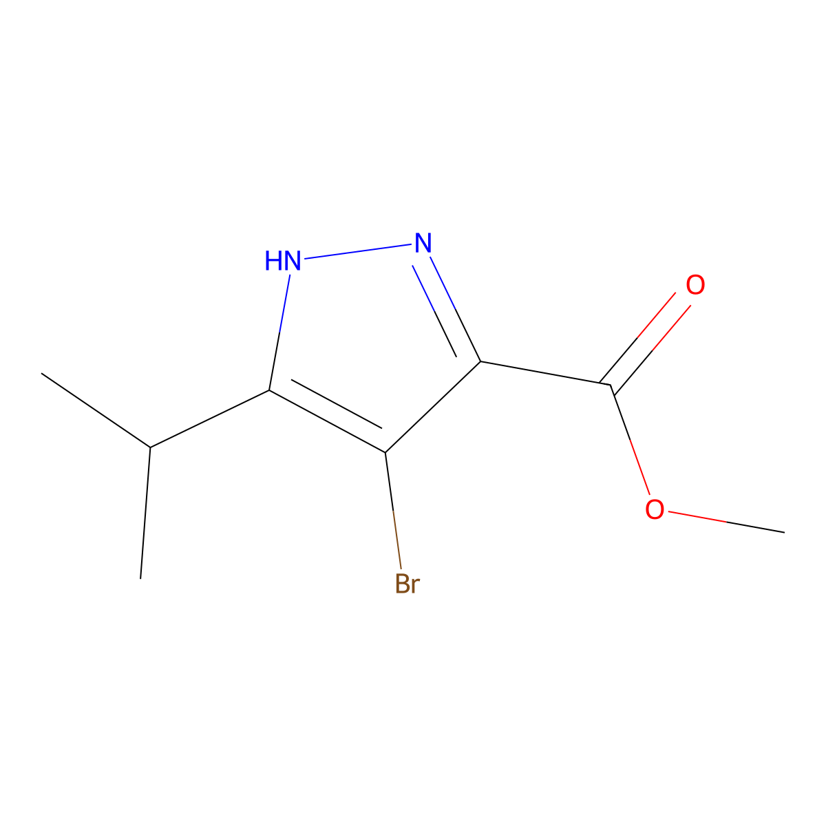 methyl 4-bromo-5-(propan-2-yl)-1H-pyrazole-3-carboxylate molecular structure, CAS 1290937-43-7