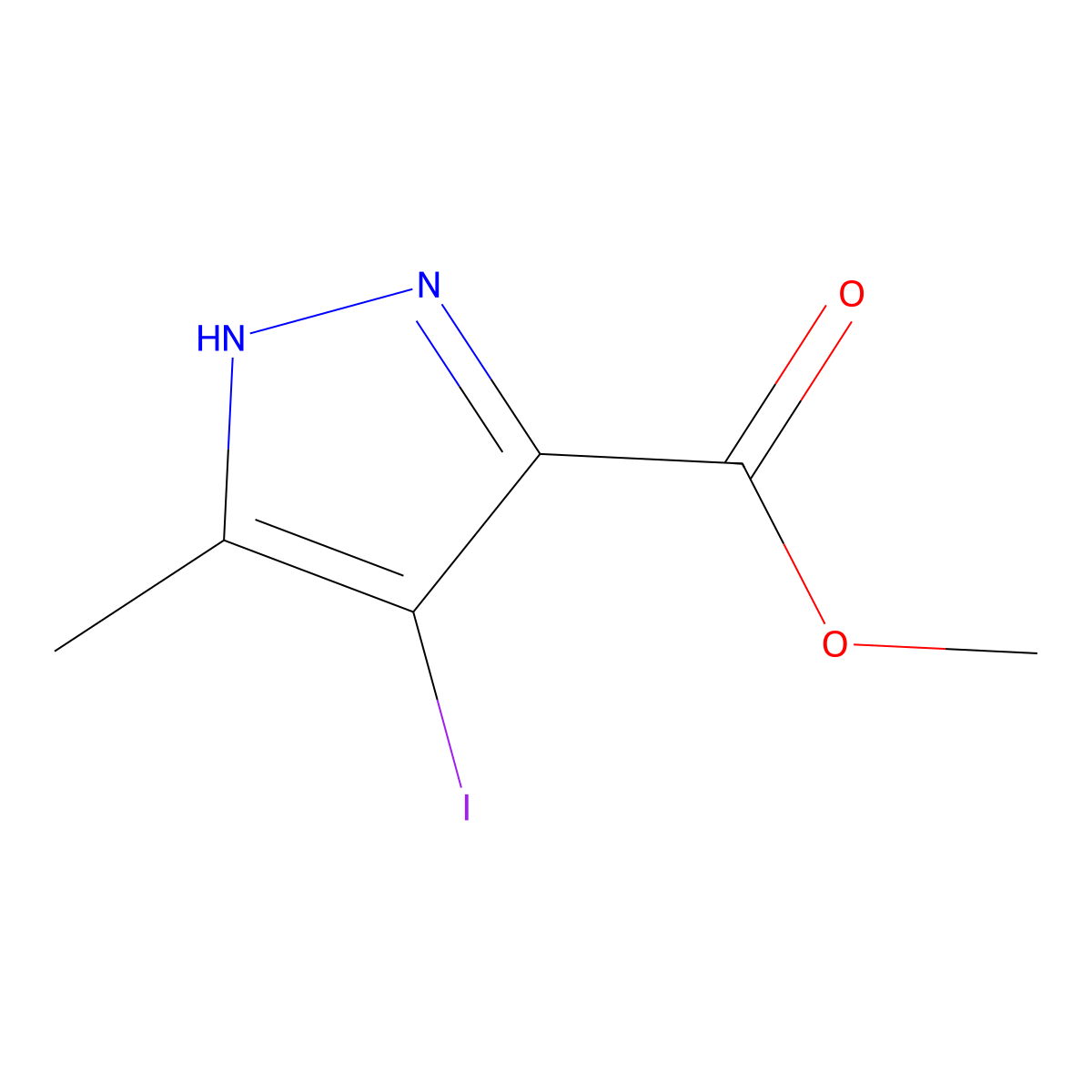 methyl 4-iodo-3-methyl-1H-pyrazole-5-carboxylate molecular structure, CAS 1290964-42-9