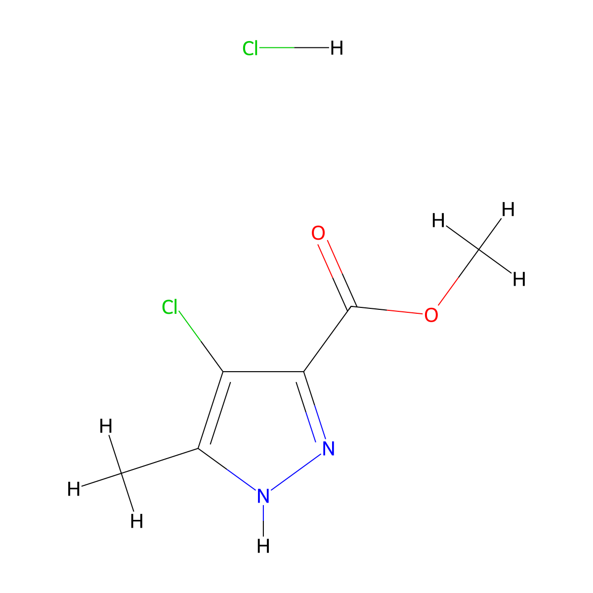 methyl 4-chloro-5-methyl-1H-pyrazole-3-carboxylate hydrochloride molecular structure, CAS 1290998-96-7