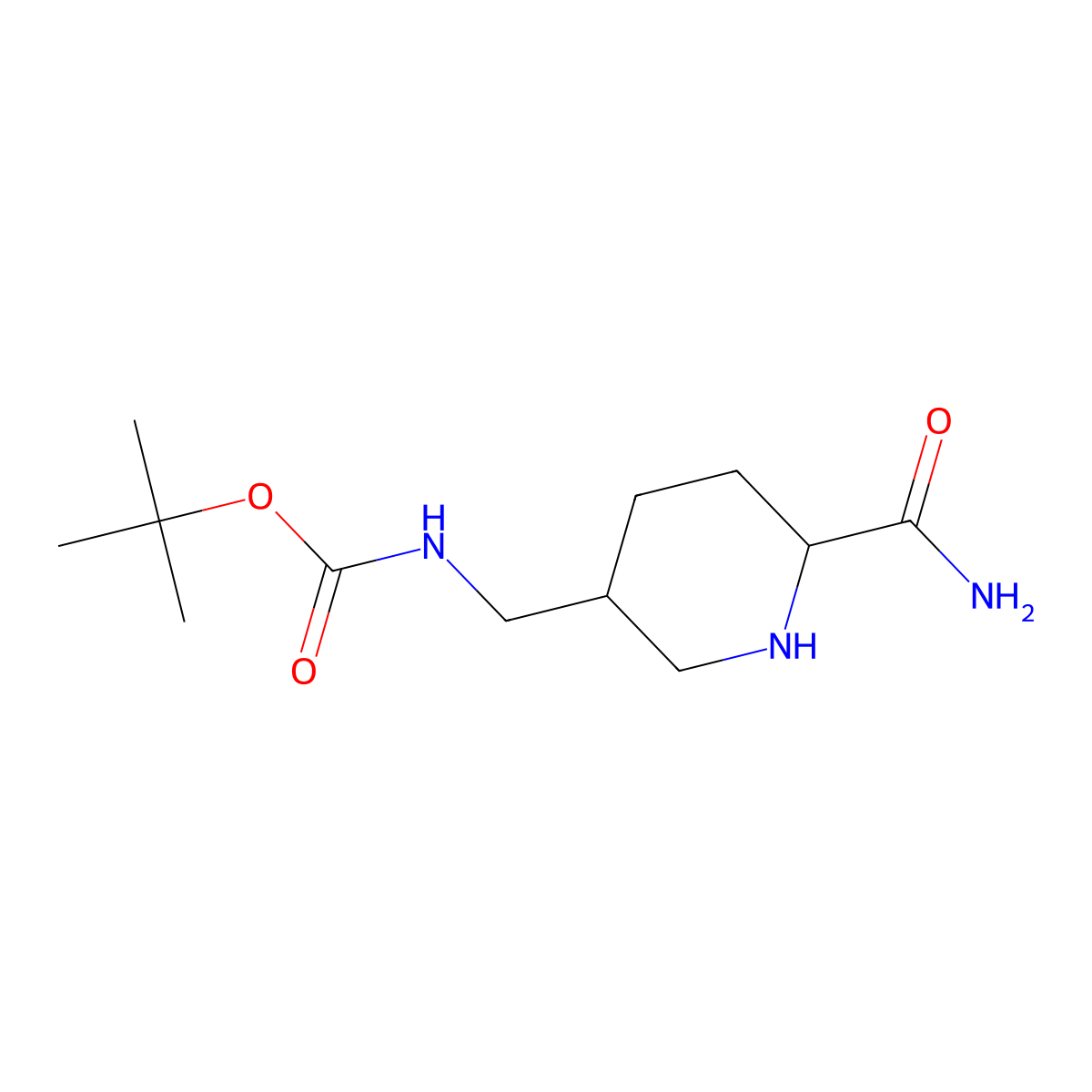 tert-butyl N-[(6-carbamoylpiperidin-3-yl)methyl]carbamate molecular structure, CAS 1290998-98-9