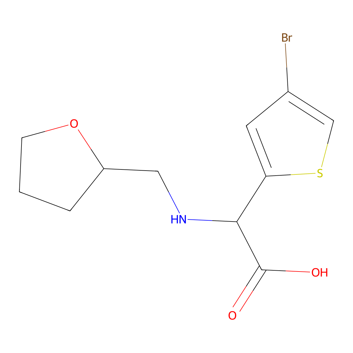 2-(4-Bromothiophen-2-yl)-2-{[(oxolan-2-yl)methyl]amino}acetic acid molecular structure, CAS 1291008-67-7