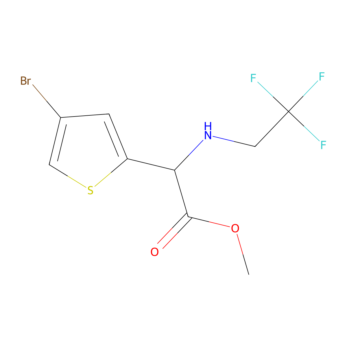 Methyl 2-(4-bromothiophen-2-yl)-2-[(2,2,2-trifluoroethyl)amino]acetate molecular structure, CAS 1291008-77-9