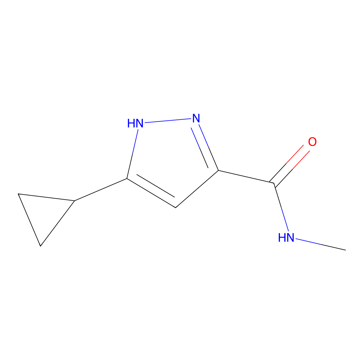 5-cyclopropyl-N-methyl-1H-pyrazole-3-carboxamide molecular structure, CAS 1291012-89-9
