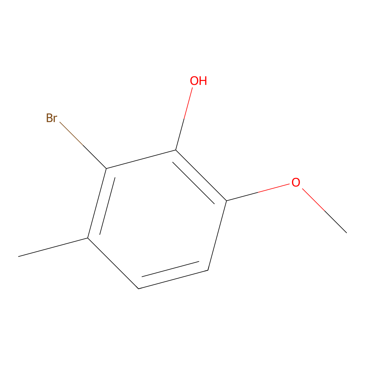 2-Bromo-6-methoxy-3-methylphenol molecular structure, CAS 129103-68-0