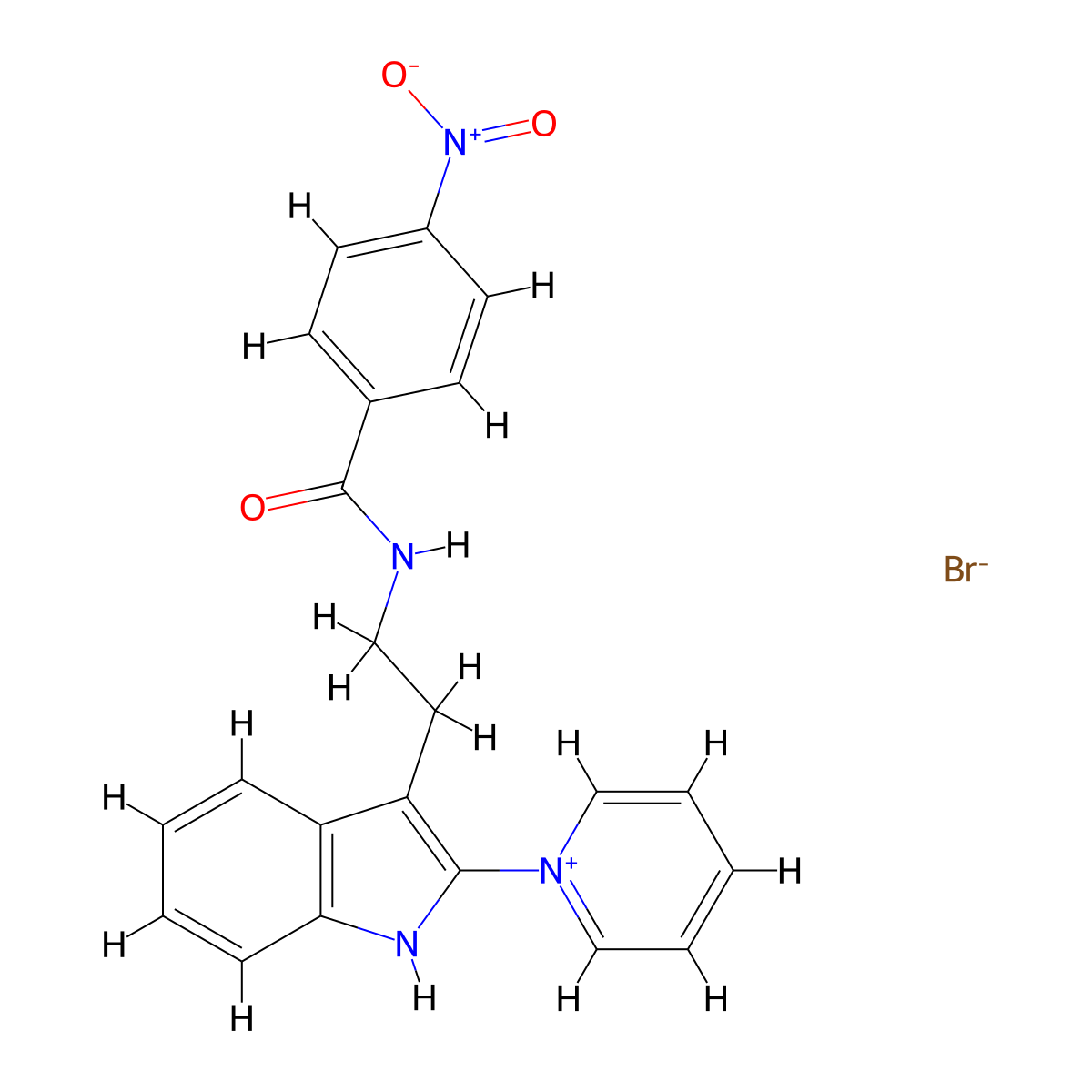 (4-Nitrophenyl)-N-(2-(2-pyridylindol-3-YL)ethyl)formamide, bromide molecular structure, CAS 1291072-38-2