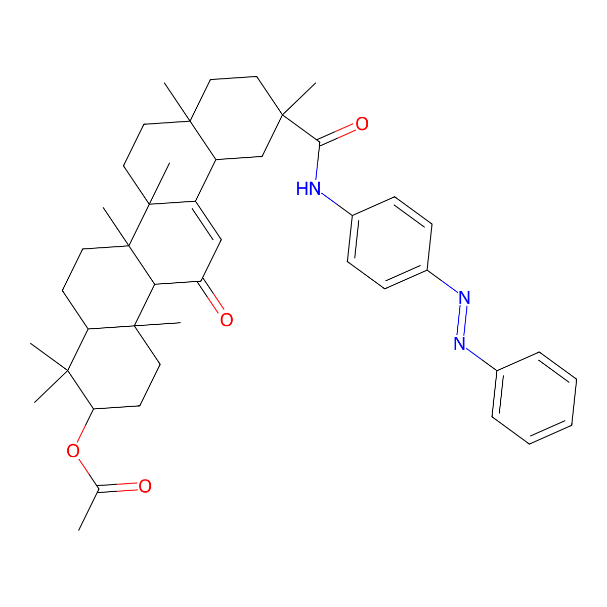 Olean-12-en-29-amide, 3-(acetyloxy)-11-oxo-N-[4-(phenylazo)phenyl]- molecular structure, CAS 1291073-95-4