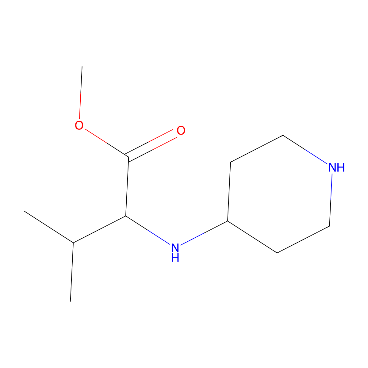 Methyl 3-methyl-2-[(piperidin-4-yl)amino]butanoate molecular structure, CAS 1291086-42-4