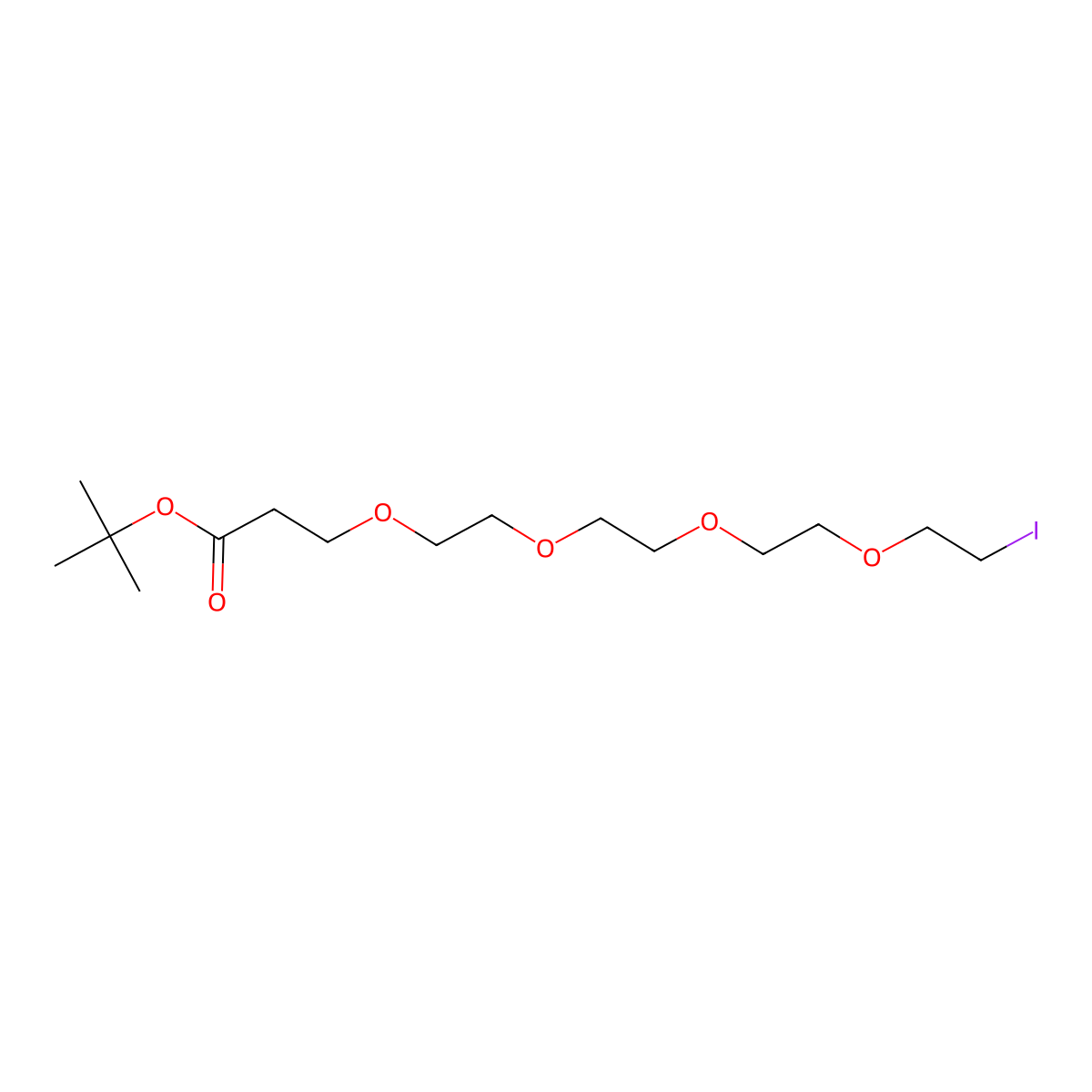 Tert-butyl 1-iodo-3,6,9,12-tetraoxapentadecan-15-oate molecular structure, CAS 1291090-31-7