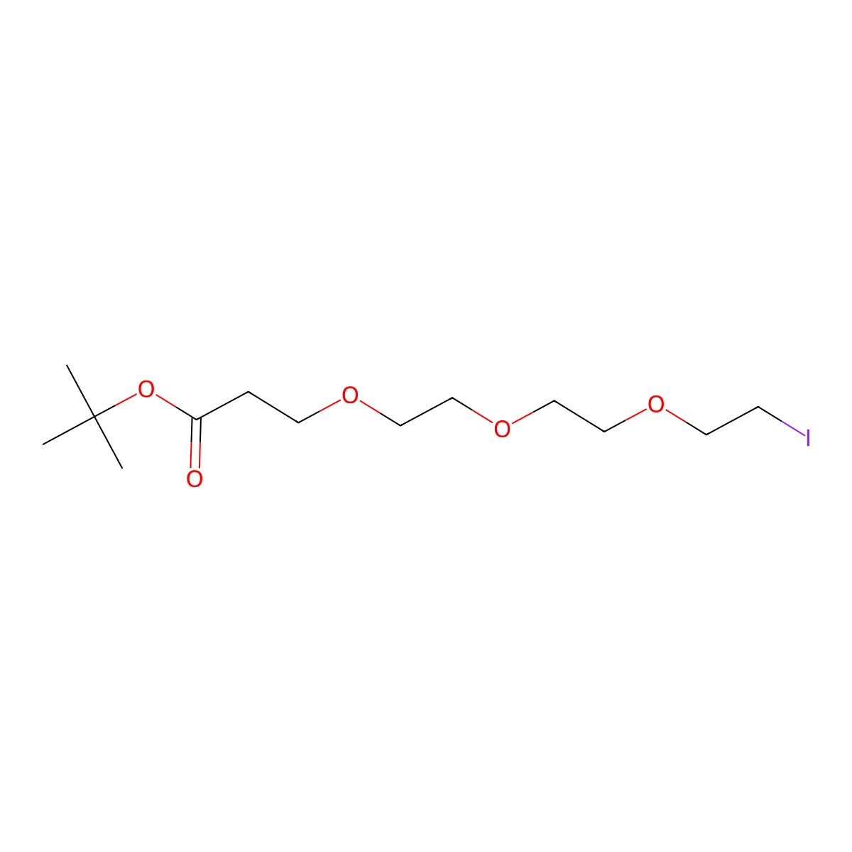 Tert-butyl 3-(2-(2-(2-iodoethoxy)ethoxy)ethoxy)propanoate molecular structure, CAS 1291090-50-0