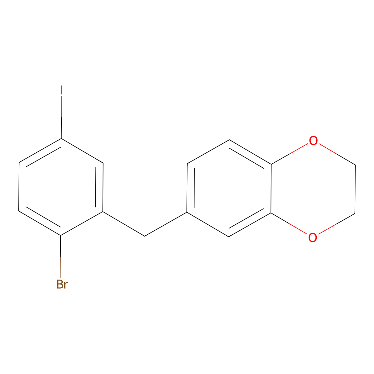 6-(2-Bromo-5-iodobenzyl)-2,3-dihydrobenzo[b][1,4]dioxine molecular structure, CAS 1291094-65-9