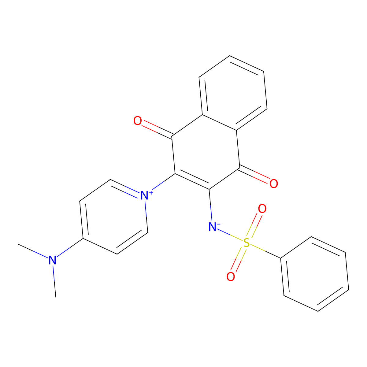 {3-[4-(Dimethylamino)pyridinium-1-yl]-1,4-dioxo-1,4-dihydronaphthalen-2-yl}(phenylsulfonyl)azanide molecular structure, CAS 1291096-75-7