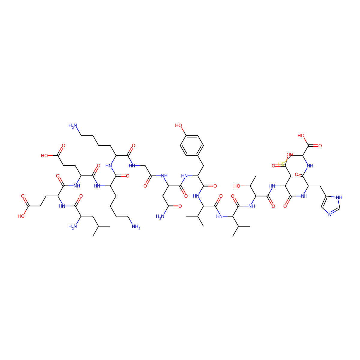 H-Leu-Glu-Glu-Lys-Lys-Gly-Asn-Tyr-Val-Val-Thr-Asp-His-Cys-OH molecular structure, CAS 129112-17-0