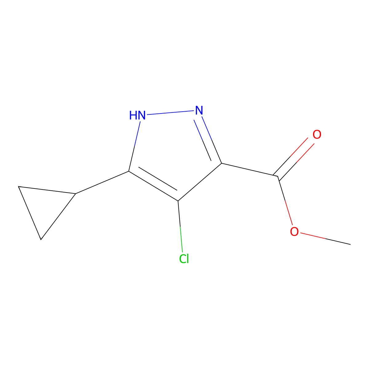 methyl 4-chloro-5-cyclopropyl-1H-pyrazole-3-carboxylate molecular structure, CAS 1291177-21-3
