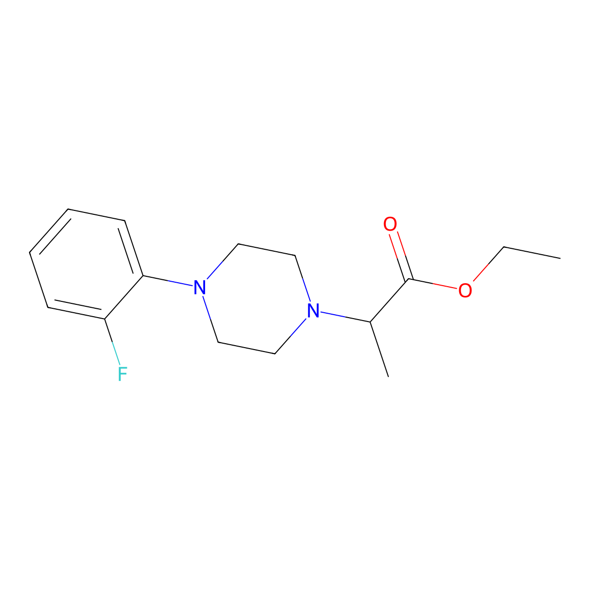 Ethyl 2-[4-(2-fluorophenyl)piperazin-1-yl]propanoate molecular structure, CAS 1291198-50-9