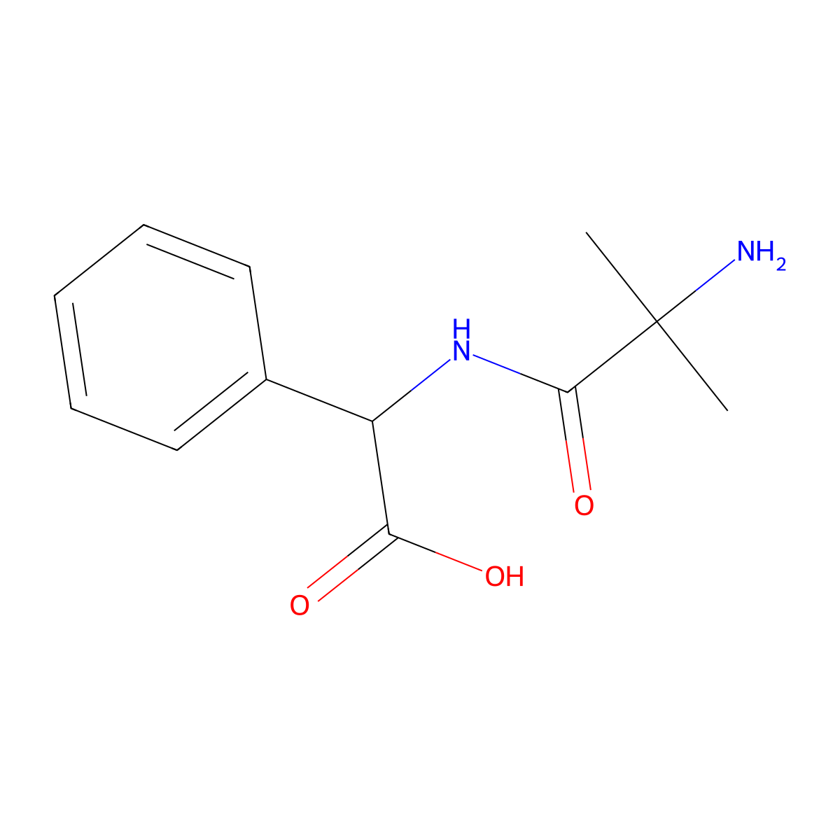 2-(2-Amino-2-methylpropanamido)-2-phenylacetic acid molecular structure, CAS 1291204-10-8