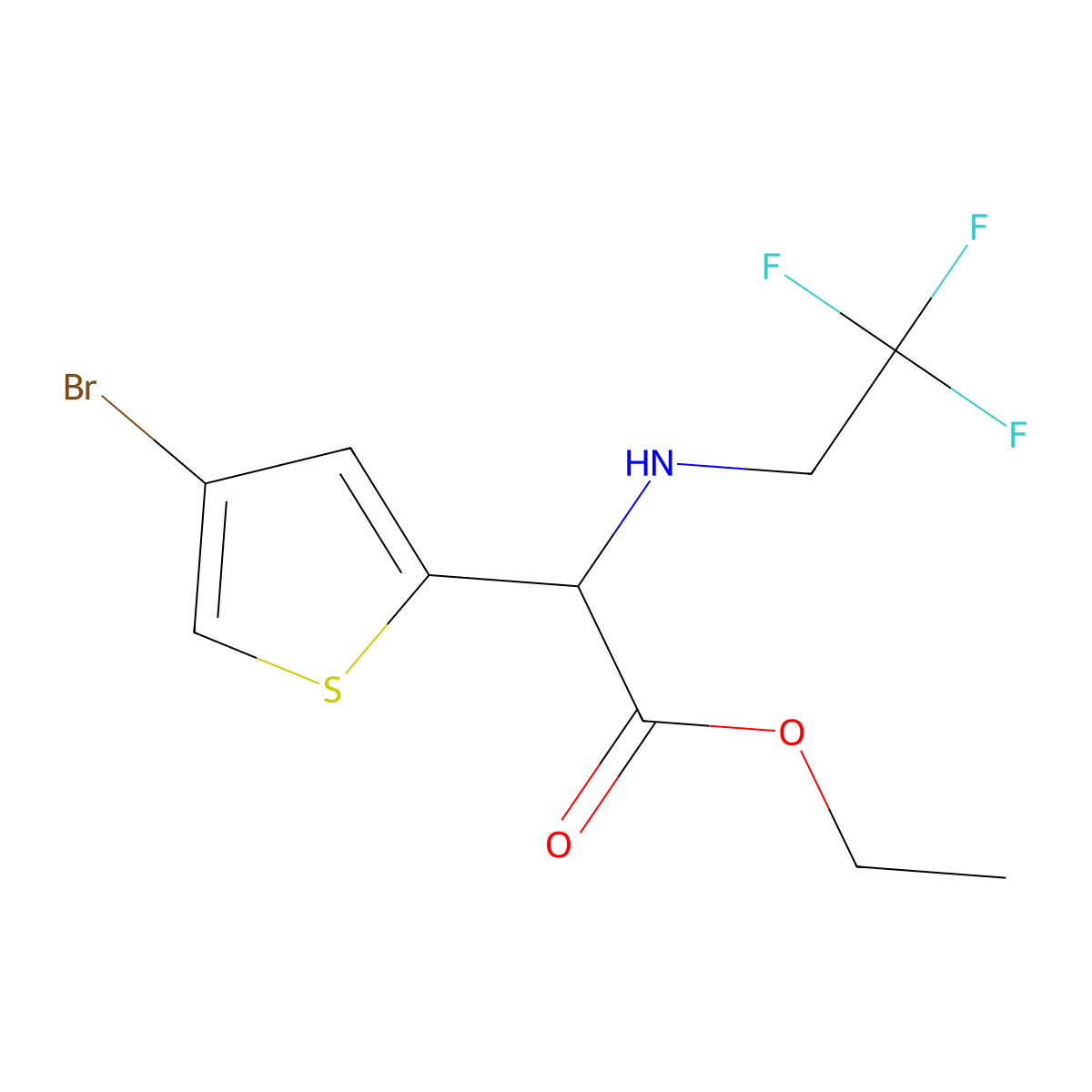 Ethyl 2-(4-bromothiophen-2-yl)-2-[(2,2,2-trifluoroethyl)amino]acetate molecular structure, CAS 1291221-24-3