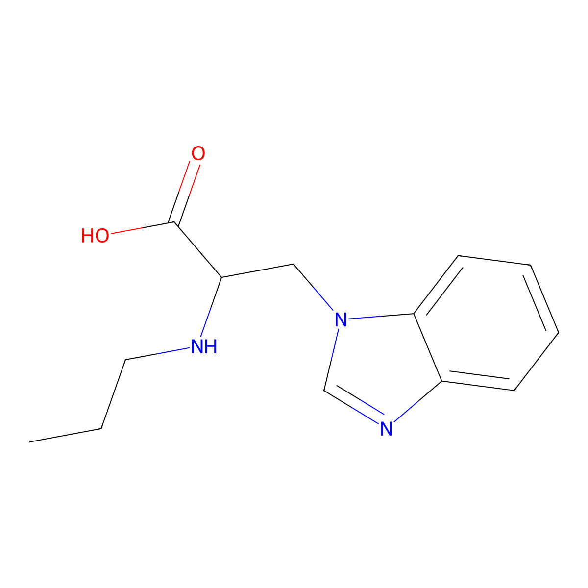 3-(1H-1,3-benzodiazol-1-yl)-2-(propylamino)propanoic acid molecular structure, CAS 1291242-70-0