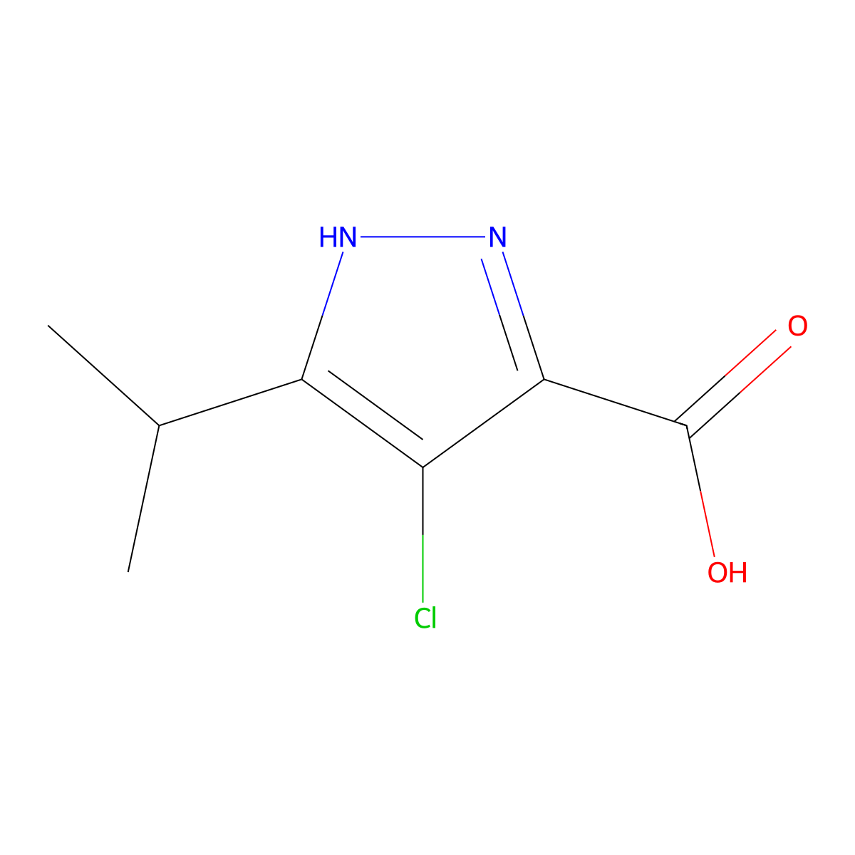 4-chloro-3-isopropyl-1H-pyrazole-5-carboxylic acid molecular structure, CAS 1291271-55-0