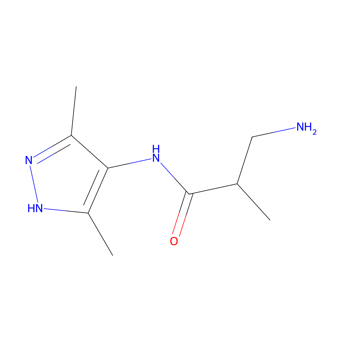 3-amino-N-(3,5-dimethyl-1H-pyrazol-4-yl)-2-methylpropanamide molecular structure, CAS 1291275-68-7