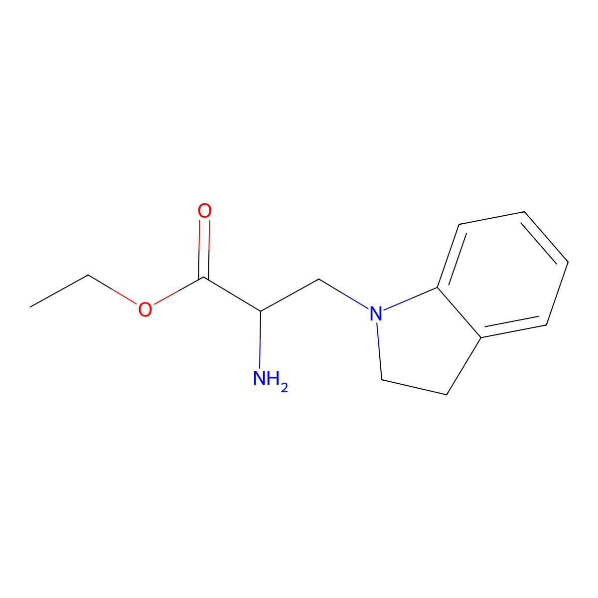 ethyl 2-amino-3-(2,3-dihydro-1H-indol-1-yl)propanoate molecular structure, CAS 1291306-26-7