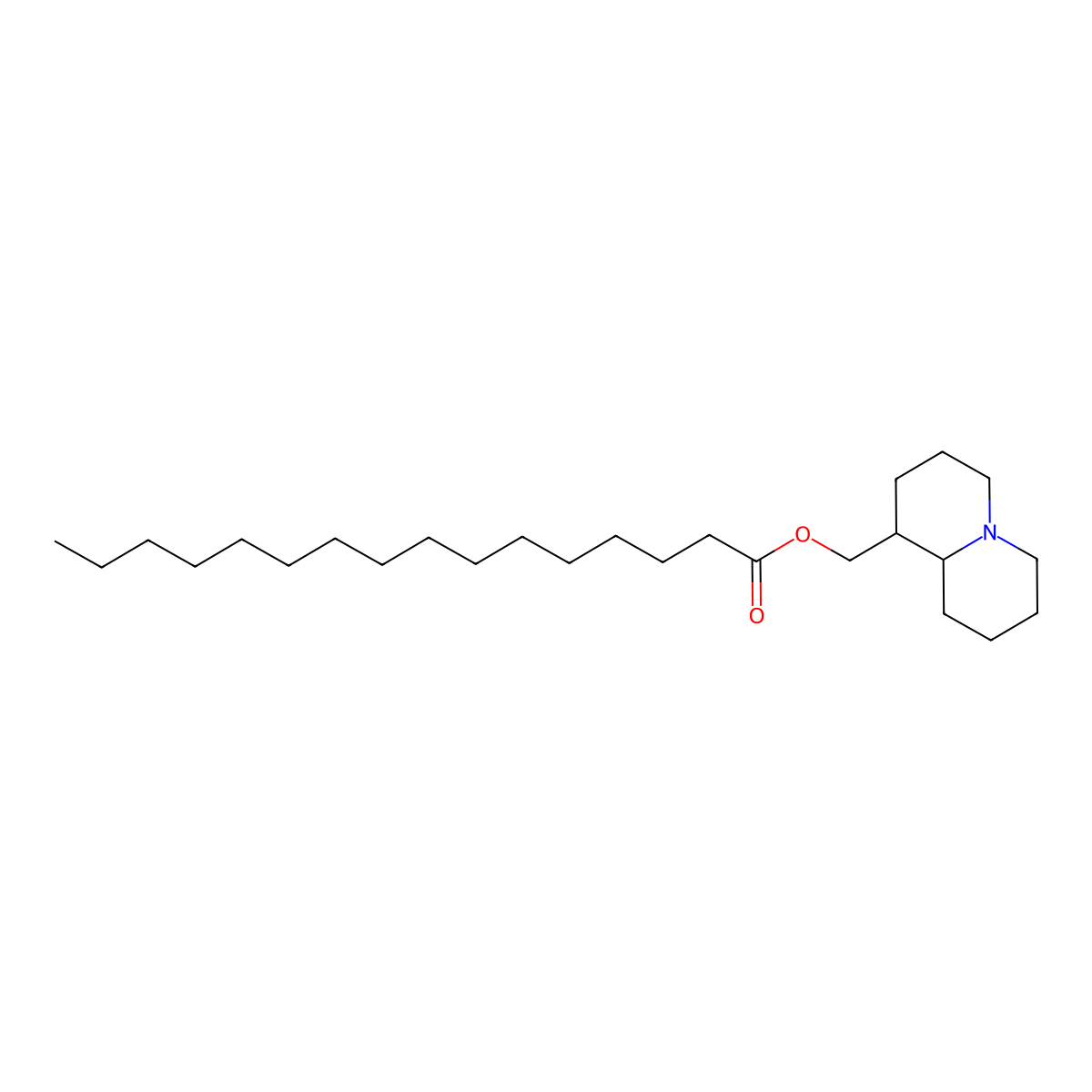 ((1R,9aR)-octahydro-1H-quinolizin-1-yl)methyl palmitate molecular structure, CAS 129133-62-6