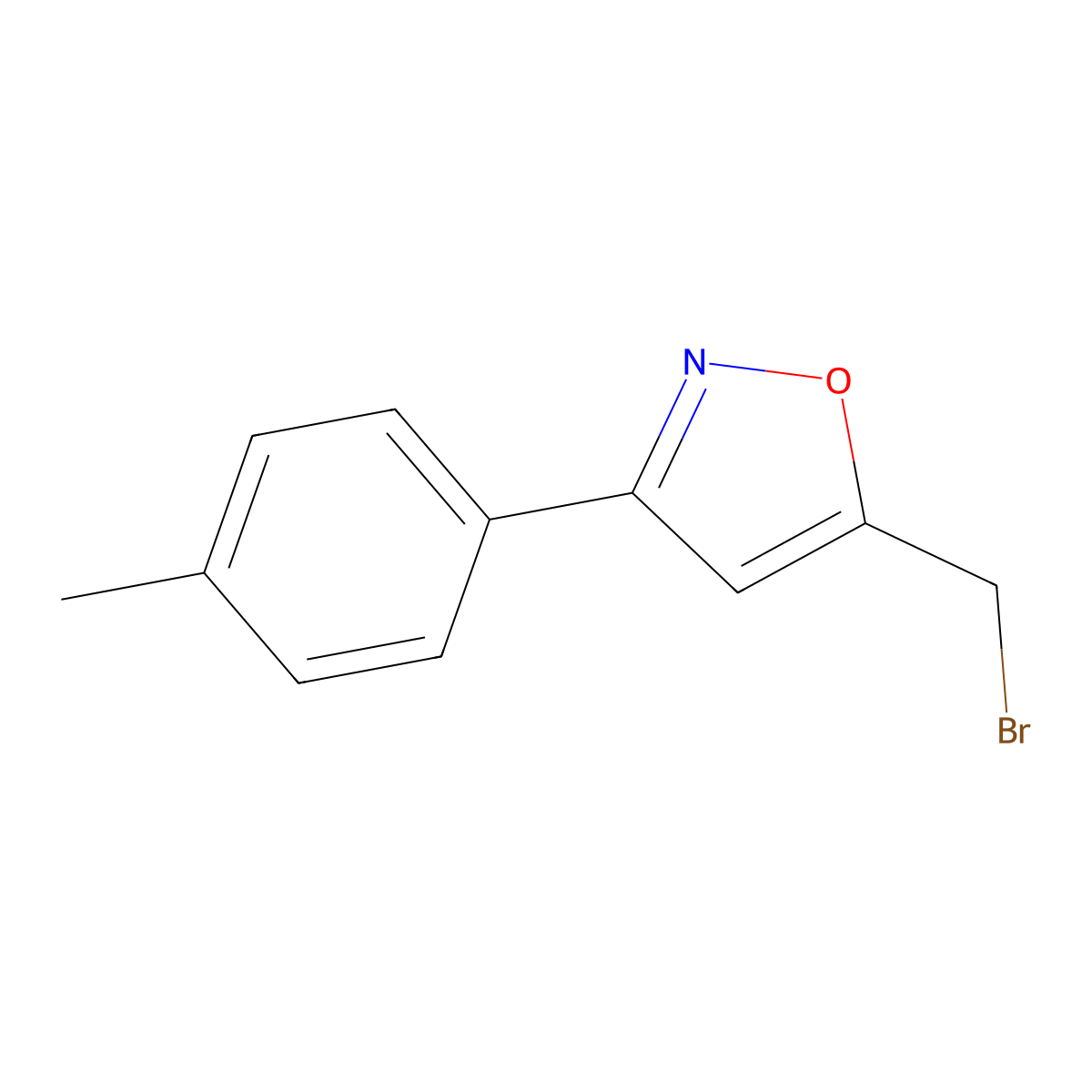 5-(Bromomethyl)-3-(4-methylphenyl)-1,2-oxazole molecular structure, CAS 129135-66-6