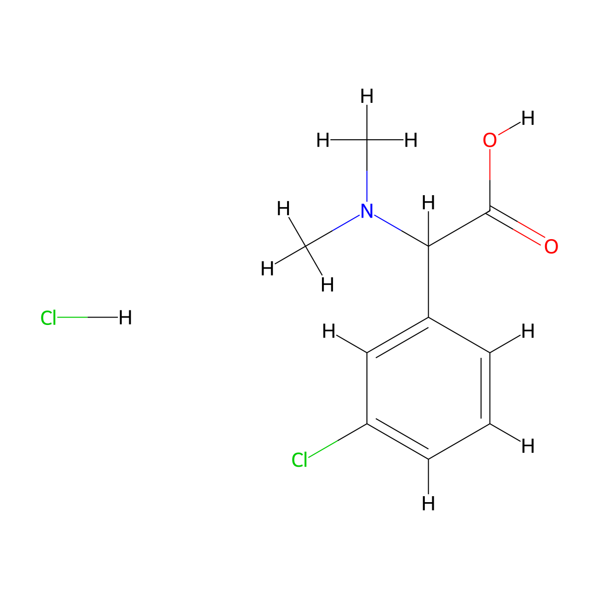 2-(3-Chlorophenyl)-2-(dimethylamino)acetic acid hydrochloride molecular structure, CAS 1291351-81-9